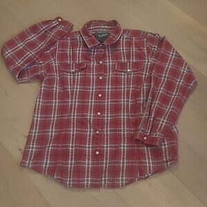 Woolrich Pearl Snap Shirt Women's sz XL Red Plaid Long Sleeve Button Down Shirt